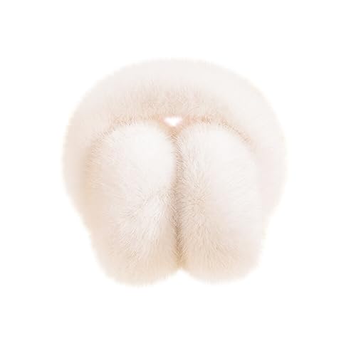 Surakey Winter Fleece Furry Ear Warmers Plush Earmuffs Foldable Earmuffs Cold Weather Protection for Women Outdoor Walking Cycling (White)