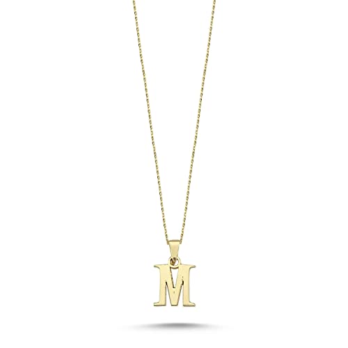 100% 14k Real Gold Necklace for Women | Dainty Charm Alphabet Name Letter Initial Necklaces for Women | Custom Pendant Jewelry for Her | Birthday Gifts for Women & Girls | 18''