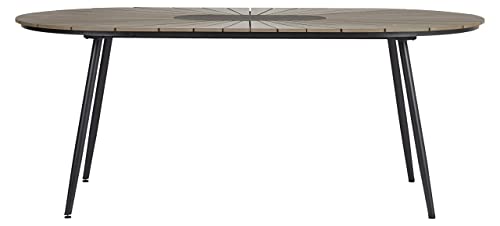 ENVY Gartenmöbel-Set für 6 Personen | Gartentisch 195 cm mit braunem Polywood und schwarzem Gestell + 6 Schwarze Stühle – Bild 6