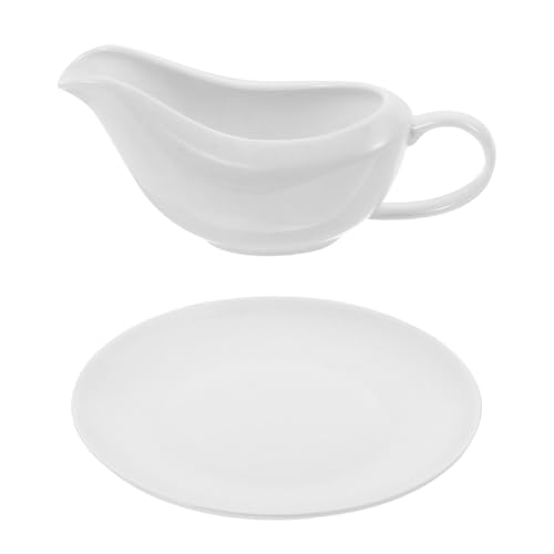 VILLCASE Salsera de Blanca para Restaurante Ligera y Práctica con Bandeja para Salsas Vinagre y Condimentos para Servir Steak Gravy y Aderezos Variados