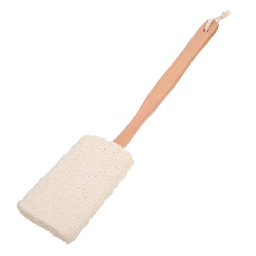 BAZEITFLOW Estropajo Lufa Natural para Ducha y Exfoliación de Espalda Esponja de Baño con Mango de Herramienta de Limpieza Corporal Duradera y Cómoda Color Amarillo para Viaje y Uso Diario
