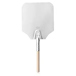 New Star Foodservice 50158 Aluminum Pizza Peel, Wooden Handle, 12 x 14 inch Blade, 26 inch overall