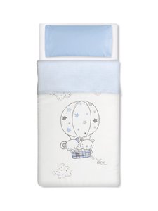 Pirulos Saco Nórdico Globo Azul + Funda de Almohada + Sabana Bajera 60x120
