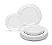 " OCCASIONS" 240 Plates Pack,(120 Guests) Wedding Heavyweight Wedding Party Disposable Plastic Plates Set for Christmas-120 x 10.5'' Dinner + 120 x 7.5'' Salad/Dessert Plate (Plain White)
