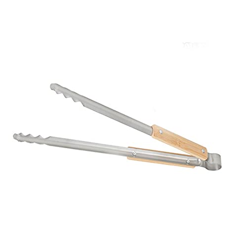 Pinzas de Cocina Pinzas para Alimentos de Acero Inoxidable, con Mango de Madera, para Cocina de Barbacoa, tamaño: 40,5 cm, Fuerte y Resistente