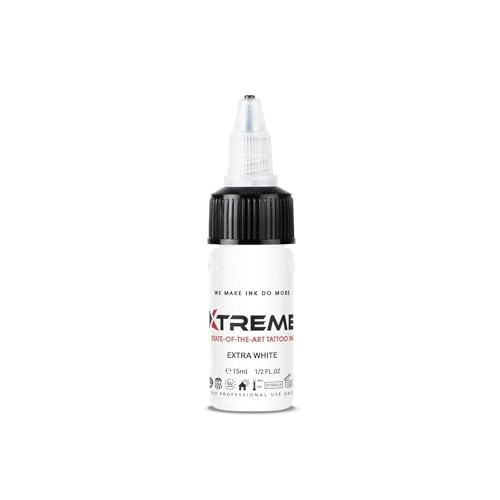 Xtreme Tattoo Ink Versatile Medium Viscosity for Precision Tattooing Rich Hue Quick Healing Acrylic-Free Water Based and Highest Safety Standards - Ready-to-Use Tattoo Ink (Extra White 0.5 oz)