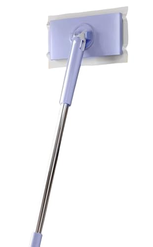 モップとロングハンドルモップヘッド、ホワイト/パープル、PP/ステンレススチールポール、手を汚さない怠惰なモップ、IKEA モップ、乾湿両用、360°回転、再利用可能 ハンドモップ、フルサイズに最適ウェットモップ、ドライモップ、レイジーモップシリーズを網羅