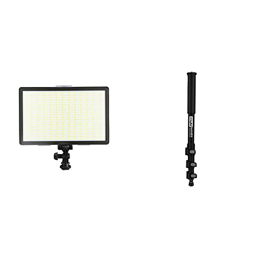 Image of DIGITEK (LED-D520 WB) Professional LED 37W Video Light Compatible with Tripods & (DMP 60N) Professional Monopod with 4 Extendable Sections & Dual Mount Thread Adapter (1 /4inch and 3 /8inch)