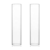 WGVI Hurricane Candle Holder Sleeve, Wide 4', Height 18', 2 Pieces, Clear Glass Cylinder Open Both...