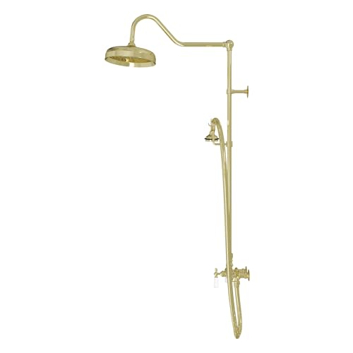 Image of Abbey 10 x 34 1 /2 Shower Faucet Set with Handshower, Polished Brass