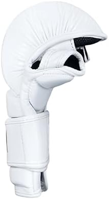 Vali Lancer Leather Hybrid MMA Sparring Gloves 7oz (White, Large)