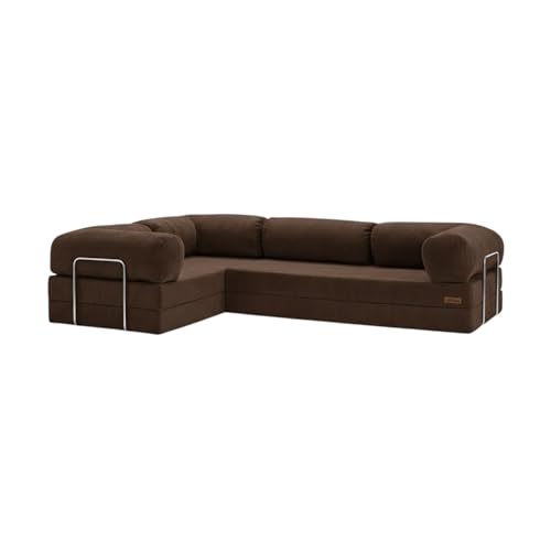 TUFT & FINCH 114' Modular Sectional Boneless Couch for Living Room – L-Shaped Corduroy Convertible Sleeper Sofa Bed, Pet-Friendly Cloud Couch, Removable Washable Covers, CertiPUR-US® Foam – Brown