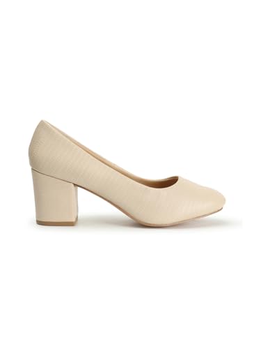 Image of Carlton London Women's Textured Round Toe Block Heel Pumps