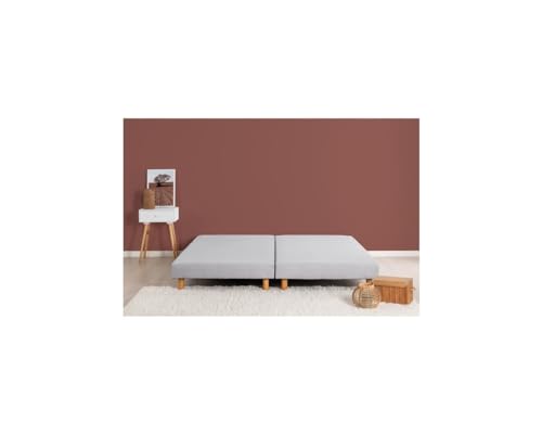 Sommiers tapissiers a Lattes x 2-180 x 200 - Bois Massif Gris + Pieds - FINLANDEK Rakenne