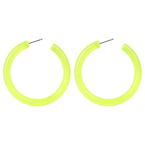 80s Earrings Accessories for Women Retro Colored Neon Hoop Earrings for Women Green Big Hoop Earrings for Halloween 80s Party Neon Costume Accessories