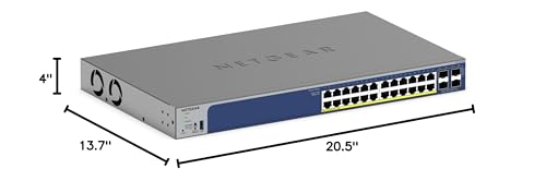 Image of NETGEAR 28-Port PoE Gigabit Ethernet Smart Switch (GS728TXP)- Managed, with 24 x PoE+ @ 190W, 4 x 10G SFP+, Optional Insight Cloud Management, Desktop or Rack Mount