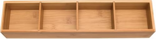 Image of Lipper International Bamboo Drawer Organizer with 3 Removable Dividers, Brown (Pack of 6)