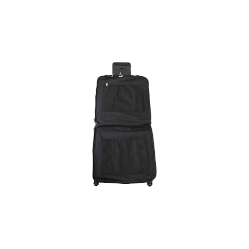 Old World Opulence Leather Garment Bag with Wheels in Black, Featuring Cowhide Leather Construction, Multiple Pockets, and Telescopic Handle2