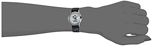 Disney Mickey Mouse Analog Kids Watch with Moving Hour and Minute Hands, Classic Black Strap, Easy-Read Dial, Durable Mineral Crystal, Gift Box, Fits Wrists 5.5" to 8"2
