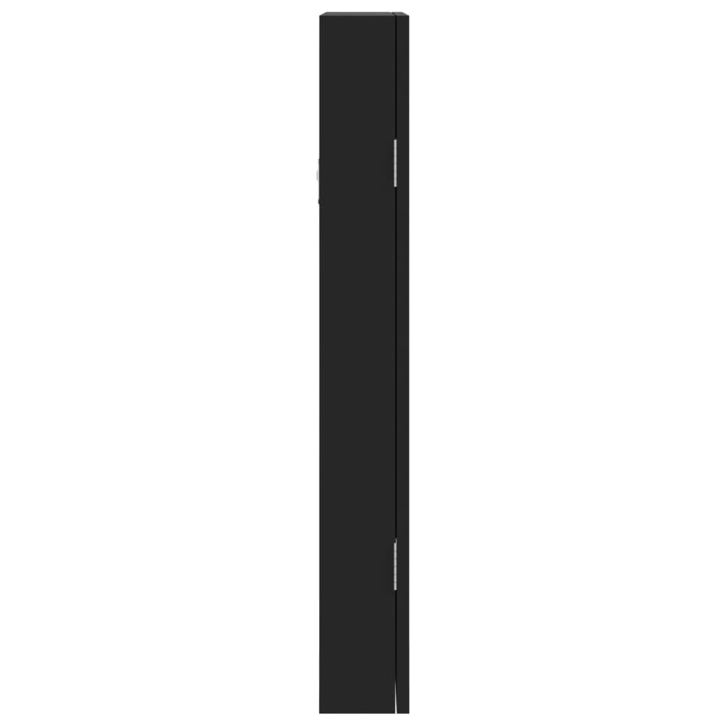vidaXL Espejo con joyero de Pared Negro 30x8,5x67 cm, Armario de joyería, Espejo joyero, joyero con Espejo, Espejo de almacenaje, Espejo con joyero