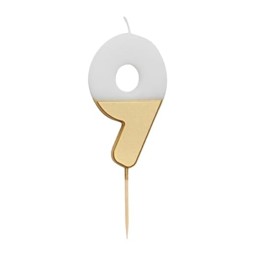 Talking Tables Vela Número 9 para Tartas Blanca y Dorada | Decoración para tartas de primera calidad | Para niños, adultos, noveno, 90 cumpleaños, aniversario, hito