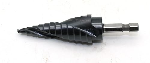 Image of TEMO Black AITiN Coated M35 Cobalt Smooth Step Drill Spiral Flute Unibit, 12 Size from 3 /16 Inch to 7 /8 Inch, 1 /4 Inch Hex Shank