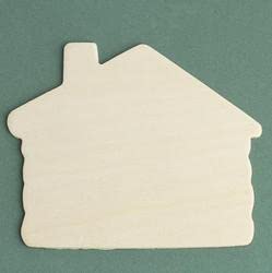 Factory Direct Craft Pack of 24 Unfinished Wooden House Cutouts - Made in USA Wood Cabin or Cottage Shapes DIY Crafts, Christmas Ornaments, House Warming Realtor Gift Tags (Size: 4-1/4" x 3-1/2")