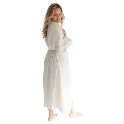 Image of Double Layer Seersucker Robe - Unisex - Stone - Medium | Double-Layer Seersucker, Unisex Fit, For Sauna, Gym & Home