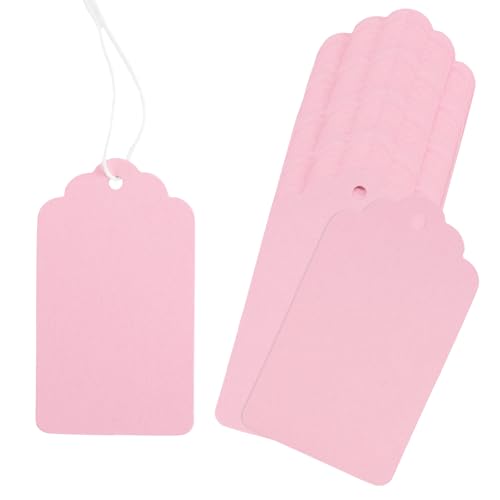 joycraft 200Pcs Gift Tags with String Attached 2.8x1.6 in Pink Price Tags