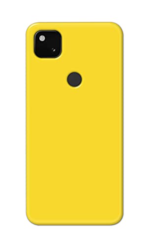 Image of Plastic Printed Hard Back Cover Case For Google Pixel 4A 4G Back Cover (Plain Yellow) -1803