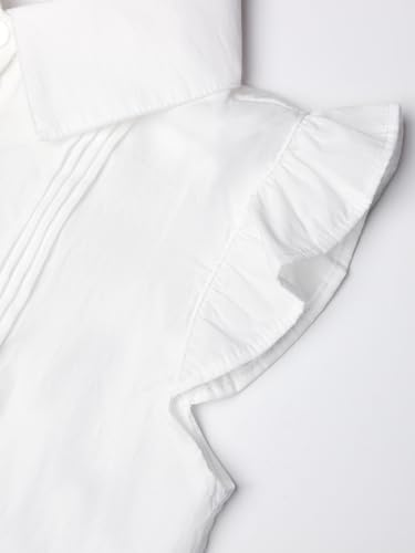 Image of Girls Button Down Blouse with Peter Pan Collar - Classic Short-Sleeve Kids Shirt Top