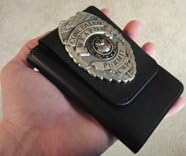 Badge Holder Duty Leather Double ID Case Opens Book Style - Perfect Fit USA
