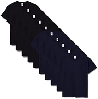Fruit of the Loom Men's Valueweight Short Sleeve T-Shirt Pack of 10, Black/Navy, X-Large