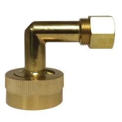 30056 90 deg Dishwasher Elbow with Nut and Sleeve, 3/4 in FGH x 3/8 in Compression, Brass (2 Pack)
