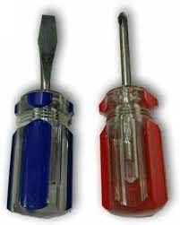 Tools Centre Strong 2 in 1 Rubber Grip Mini Stubby Screwdriver Set (2PCS)