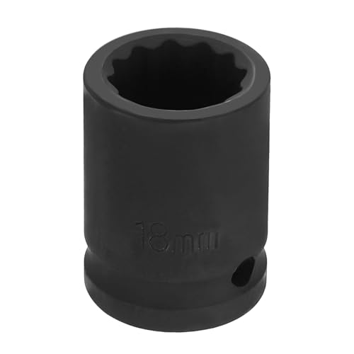 Image of HARFINGTON 1 /2 inch Drive x 18mm Shallow Impact Socket 12-Point Metric CR-V Steel Spindle Nut Impact Flip Sleeve for Home Auto Nuts Bolts Repair
