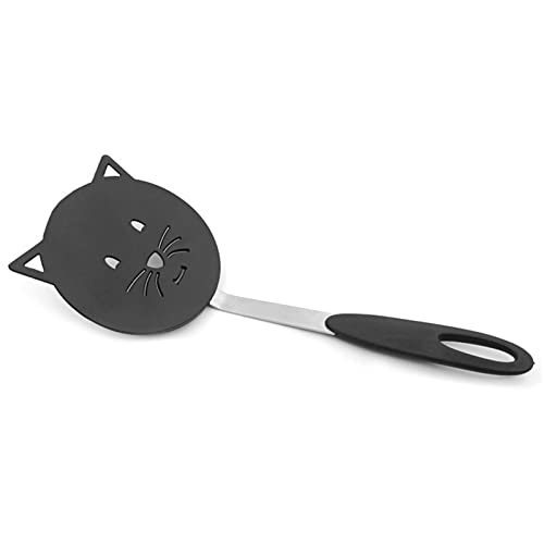GOODFEER Nylon Turner Cute Cat Shape Small Heat Resistant Wok Spatula for non stick cookware with stainless steel bracket for cooking, fish, eggs, pancakes, fried rice