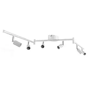 SIK Track Lighting, Modern 85?265V 6 Way Ceiling Non Deform 90? Adjustable for Bedroom for Kitchen White