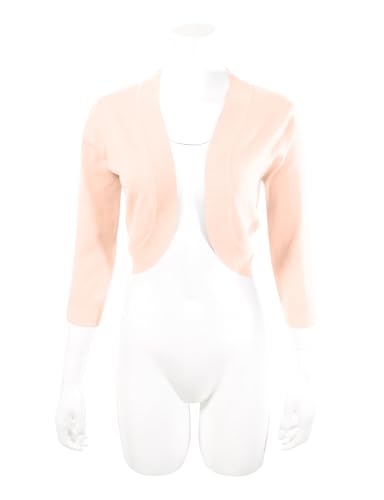Image of Allsense Women's 3 /4 Sleeve Bolero Shrug for Dresses | Open Front Cropped Cardigan, Lightweight Knit Dress Cover Up