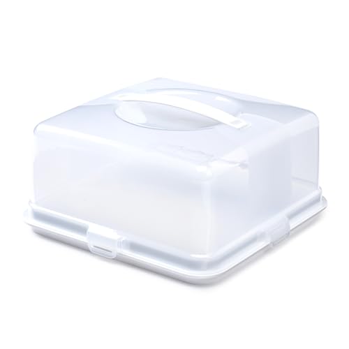 Whitefurze Square Cake Box, Plastic, White