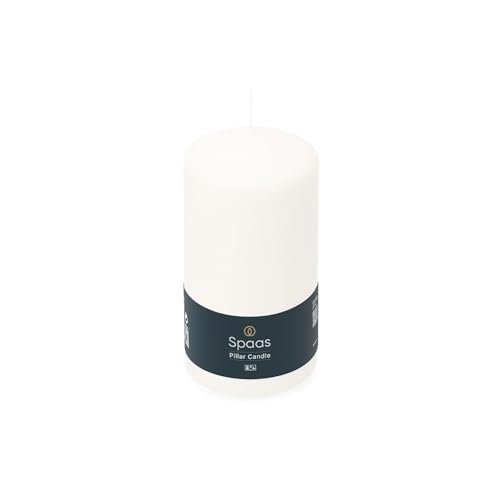 Spaas - Bougie Pilier Cylindre 80/150 mm, 70 Heures, Non-Parfumée - Blanc