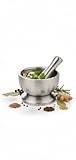 Mortero de Cocina de Acero Inoxidable 12 cm con Pistilo – Base Estable, Compacto y Moderno – Ideal para Hierbas, Especias, Ajos y Preparaciones Gourmet – Herramienta Profesional para Chef y Cocina Cas