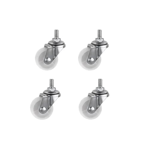 Roue universelle M6 en PP blanc lot de 4 roulettes de 1.5 pouces pour chariot
