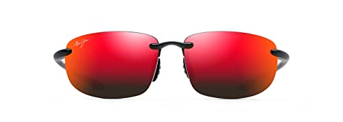 Maui Jim Men's and Women's Hookipa Polarized Universal Fit Rimless Sunglasses, Black Matte/Hawaii Lava ™, Large