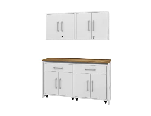 Image of Manhattan Comfort Eiffel Garage Cabinets and Storage System, Set of 5, White