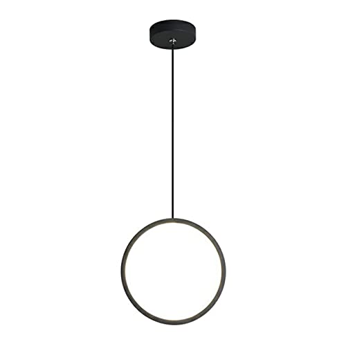 LFsem LED Pendentif Lumière Anneau Rond Lampe Suspendue Moderne Simple Plafonnier Nordique Cercle En Métal Éclairage Suspendu Chambre Salle À Manger Salon (A-Noir) Cover