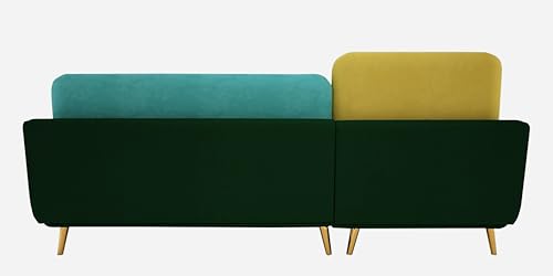 Image of Sixpine Luxury Dual Color Upholstery Lounger RHS Sofa in Premium Velvet | Solid Wood Structure | Sturdy Golden Legs | High Density Foam | Extra Comfort for Living Room (Turquoise & Green, 4 Seater)