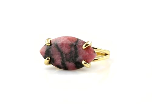 Bague en rhodonite en or 14k : un bijou artisanal d'exception