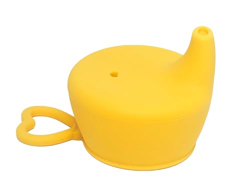 Genérico Tapa Silicona Bebé, Adaptador para Vaso Aprendizaje Bebe Antivuelco y Antiderrame, Tapa Aprendizaje para Vaso y Biberón, Boquilla Ergonómica y Antigoteo, Libre de BPA, +6 meses (Amarillo)