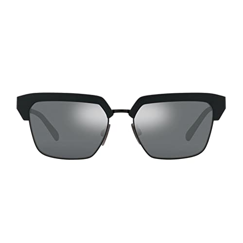 Dolce & Gabbana DG 6185 25256G Matte Black Metal Square Sunglasses Silver Mirror Lens2